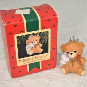 Vintage 1988 Hallmark Purrfect Snuggle Keepsake Christmas Ornaments Handcrafted